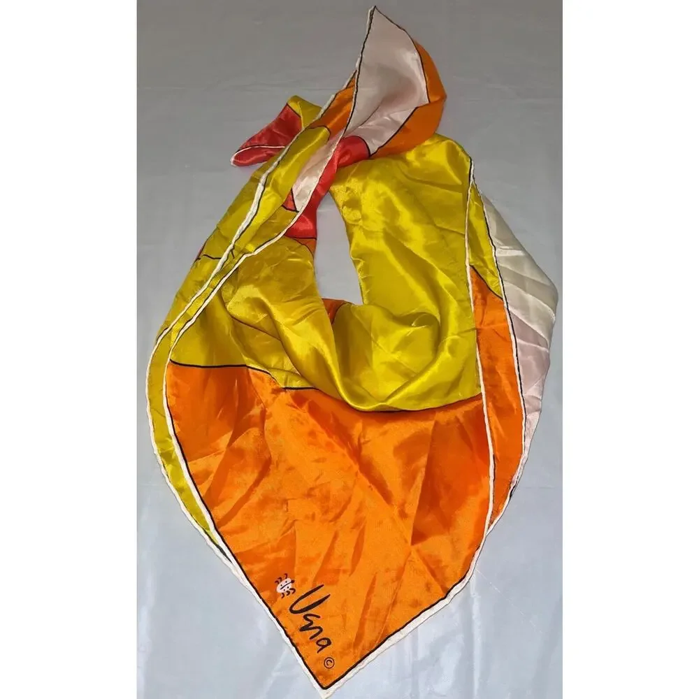 Vintage Vera Neumann Scarf - Ladybug Sign - Orange, Yellow, Red 25.5
